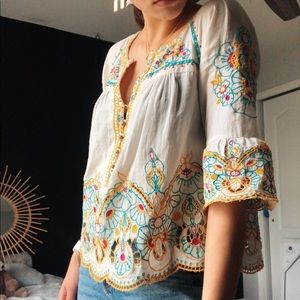 anthropologie ajeno + kin embroidered blouse
